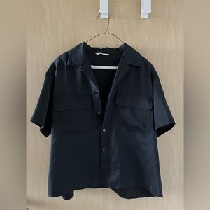 Black short sleeve button up